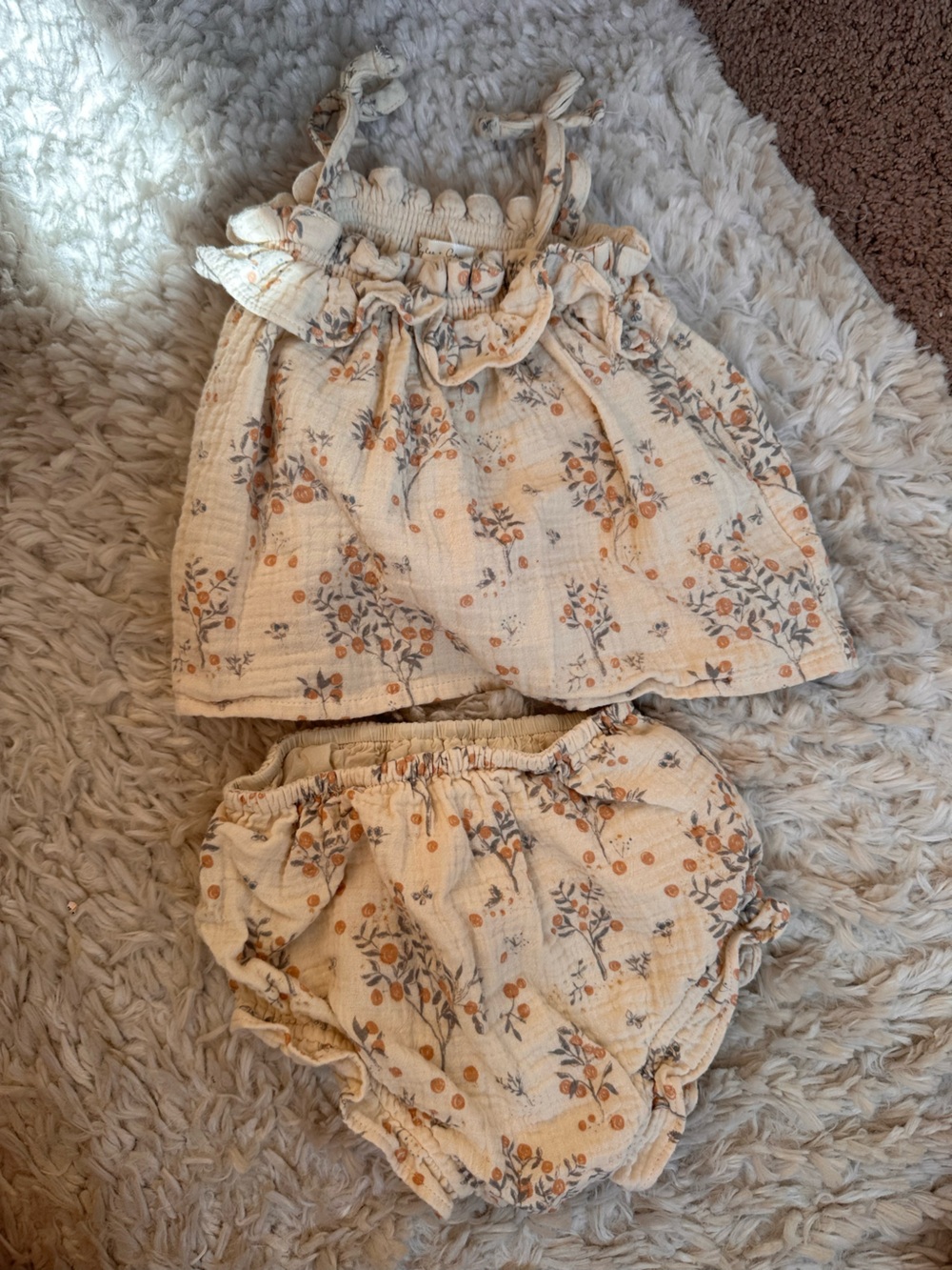 Rylee + Cru Cream Floral Tank Top and Bloomers Set - WORN ONCE!